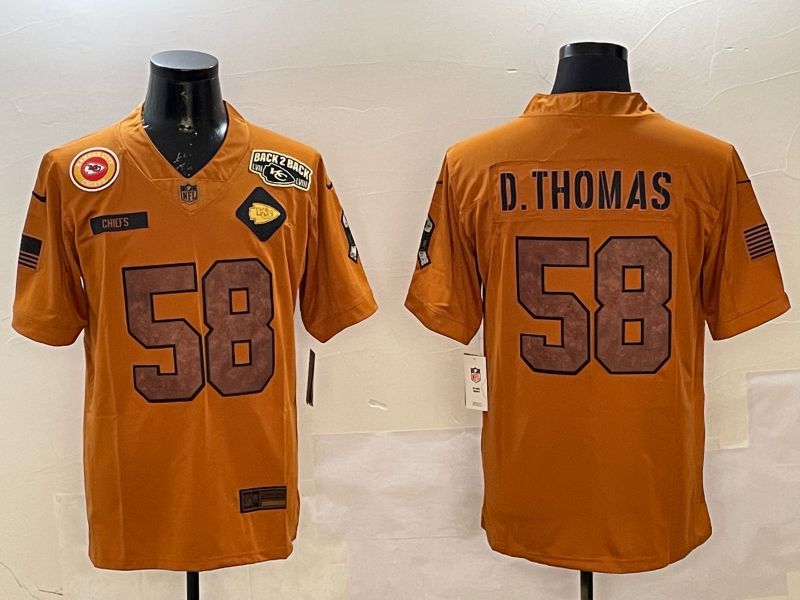 Men Kansas City Chiefs 58 Thomas Yellow 2025 Nike Salute to Service Limited NFL Jersey style 7
